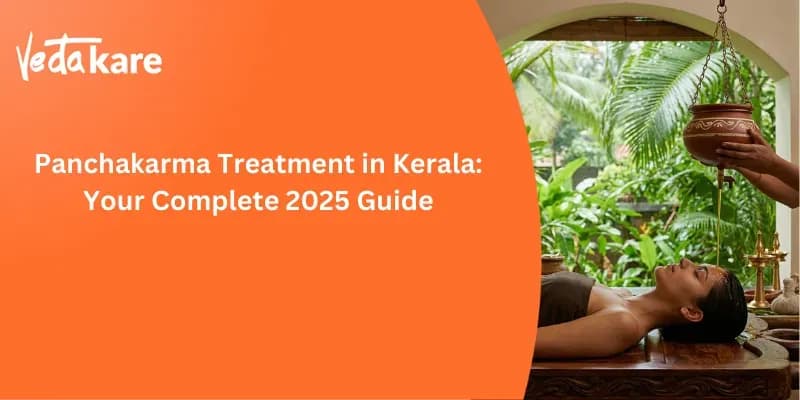 Panchakarma treatment Kerala — golden lotus mandala Ayurvedic healing illustration — Vedakare
